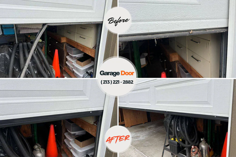 Before and after: garage door repair Hueytown, AL